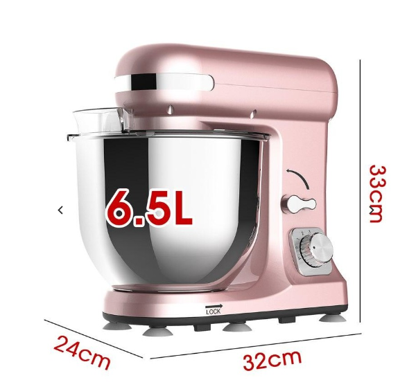 Advwin 6.5L 1400W Stand Mixer, 6-Speed Pink Electric Food Mixer