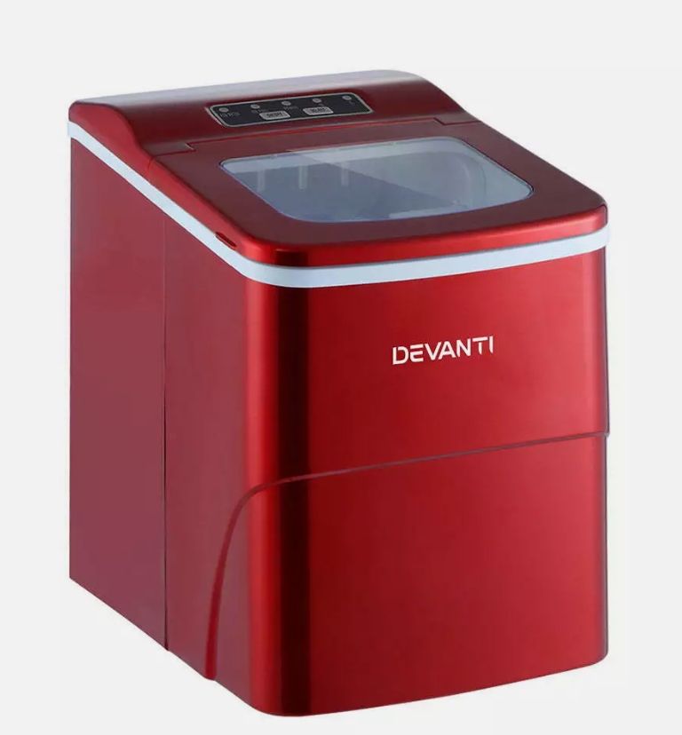 DEVANTi Portable Ice Cube Maker Machine 2L Home Bar Benchtop Easy Quick Red