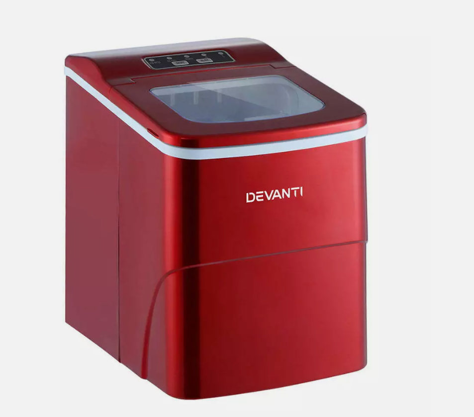 DEVANTi Portable Ice Cube Maker Machine 2L Home Bar Benchtop Easy Quick Red