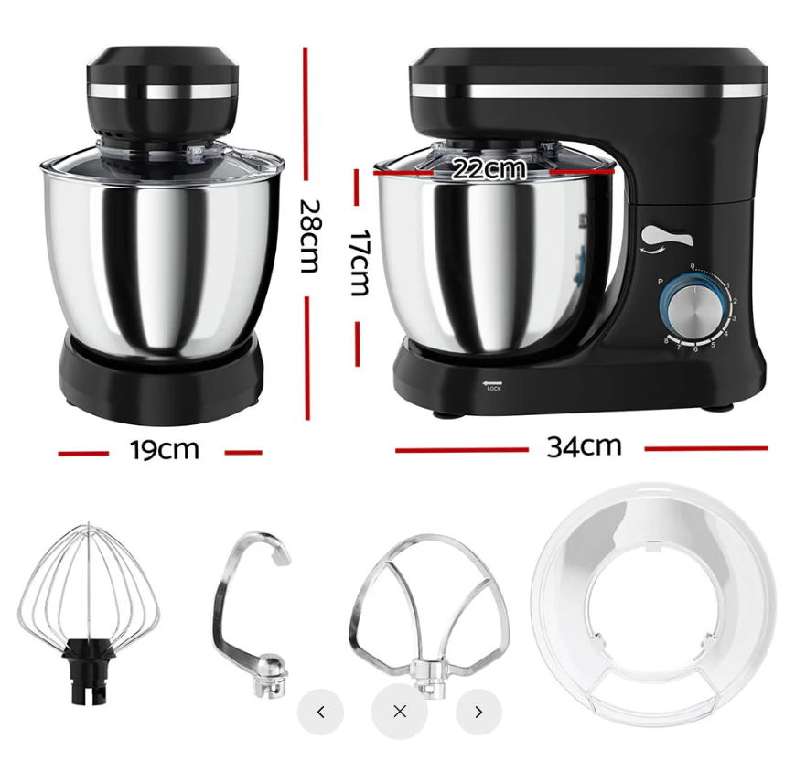 Devanti 3in1 Stand Mixer 8 Speed 5L Mix Master 400W Black
