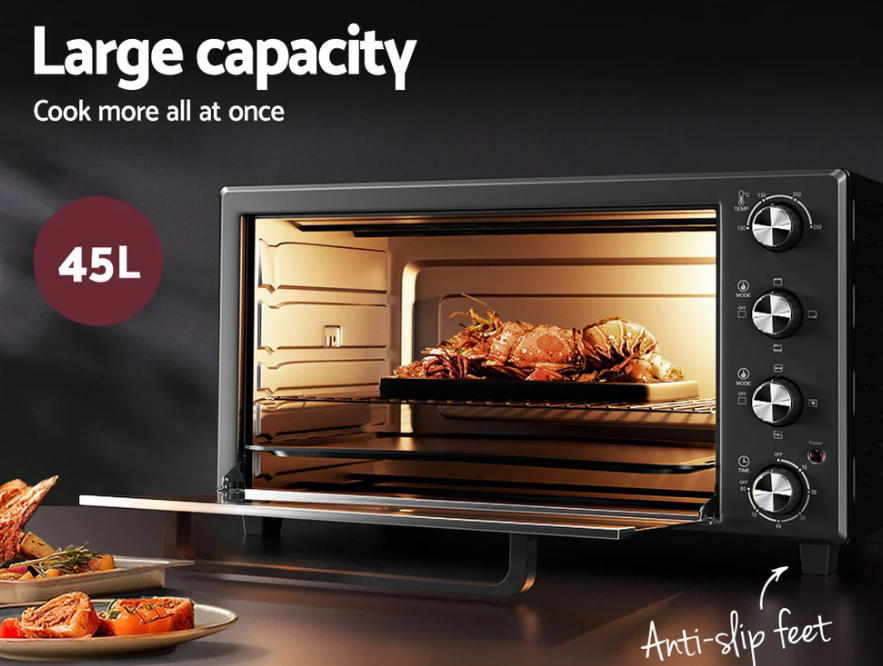 Devanti 45L Convection Oven Electric Fryer Ovens 1800W