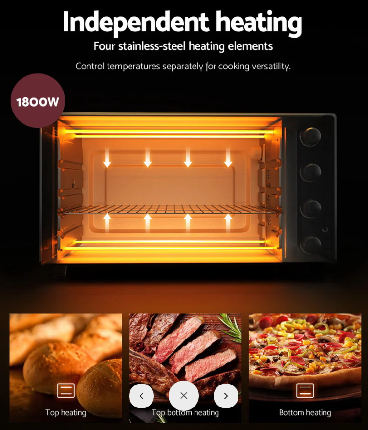 Devanti 45L Convection Oven Electric Fryer Ovens 1800W