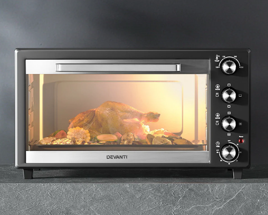 Devanti 45L Convection Oven Electric Fryer Ovens 1800W