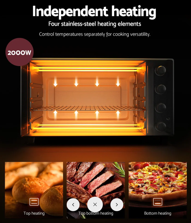 Devanti 60L Convection Oven Electric Fryer Ovens 2000W