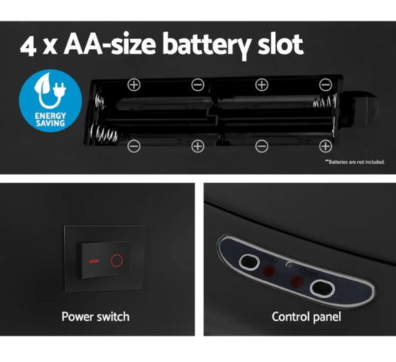 Devanti 82L Motion Sensor Bin Rubbish Automatic Black
