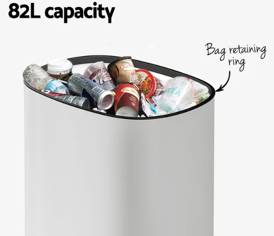 Devanti 82L Motion Sensor Bin Rubbish Automatic White