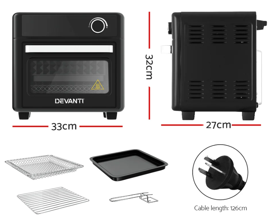 Devanti Air Fryer 15L LCD Fryers Oven