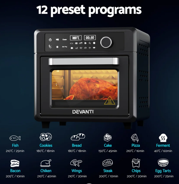 Devanti Air Fryer 20L LCD Fryers Oven