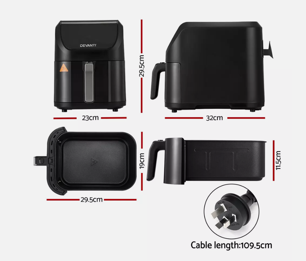 Devanti Air Fryer 5L W/ LCD Touch 1500W