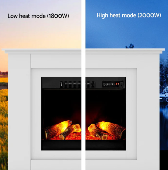 Devanti Electric Fireplace Fire Heater 2000W White