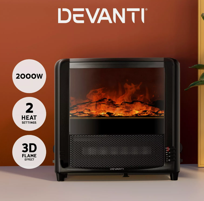 Devanti Electric Fireplace Fire Heaters 2000W