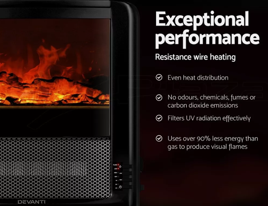 Devanti Electric Fireplace Fire Heaters 2000W