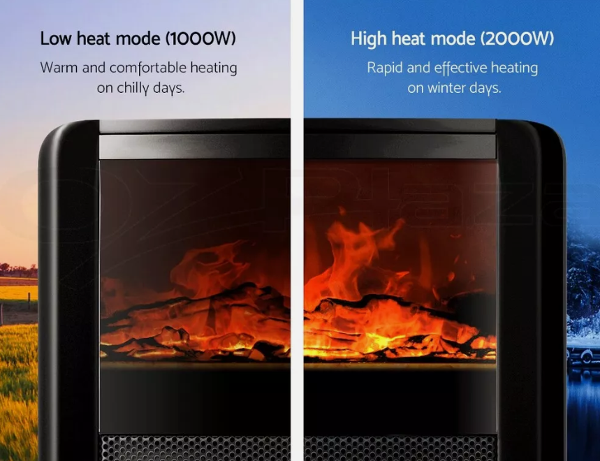 Devanti Electric Fireplace Fire Heaters 2000W