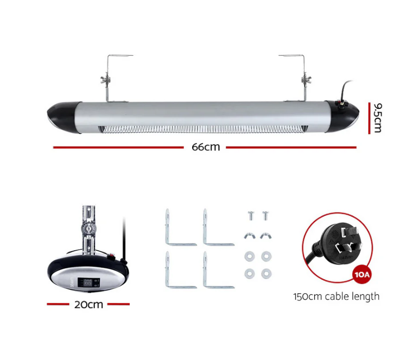 Devanti Electric Strip Heater Radiant Heaters 1500W
