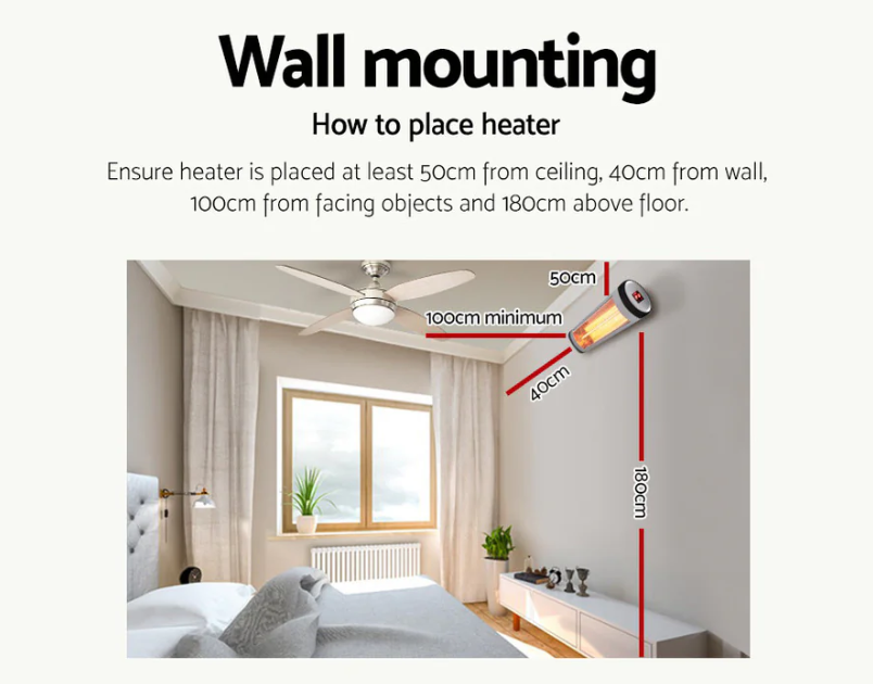 Devanti Electric Strip Heater Radiant Heaters 1500W