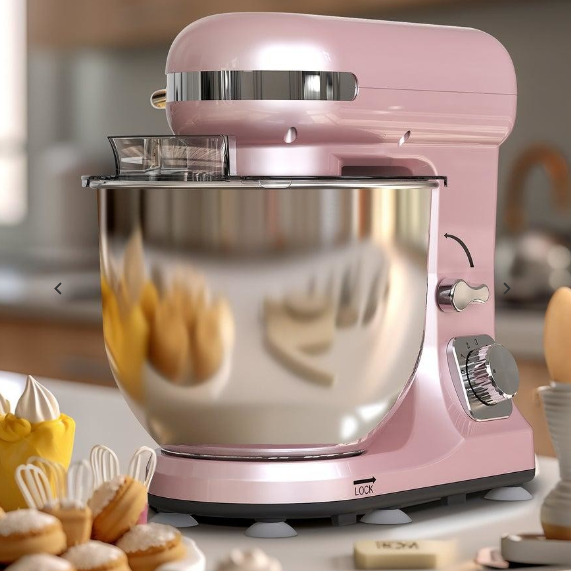 Advwin 6.5L 1400W Stand Mixer, 6-Speed Pink Electric Food Mixer