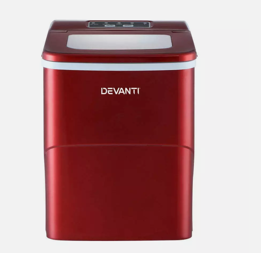 DEVANTi Portable Ice Cube Maker Machine 2L Home Bar Benchtop Easy Quick Red