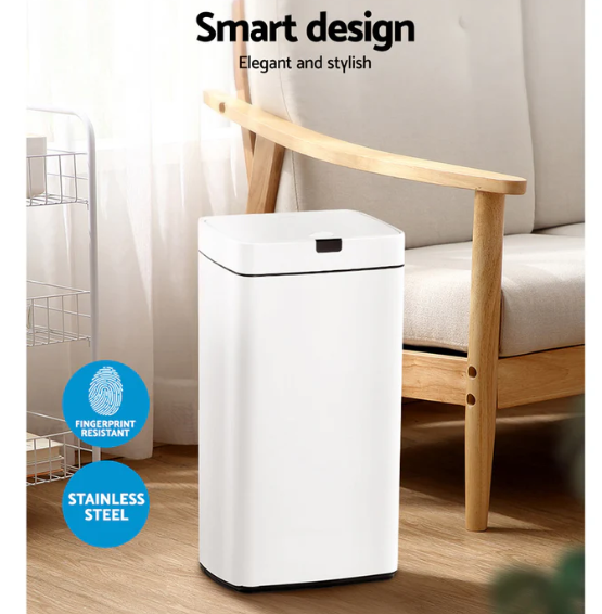 Devanti 45L Motion Sensor Bin Rubbish Automatic White