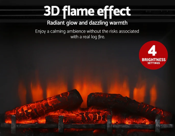 Devanti Electric Fireplace Fire Heater 2000W White
