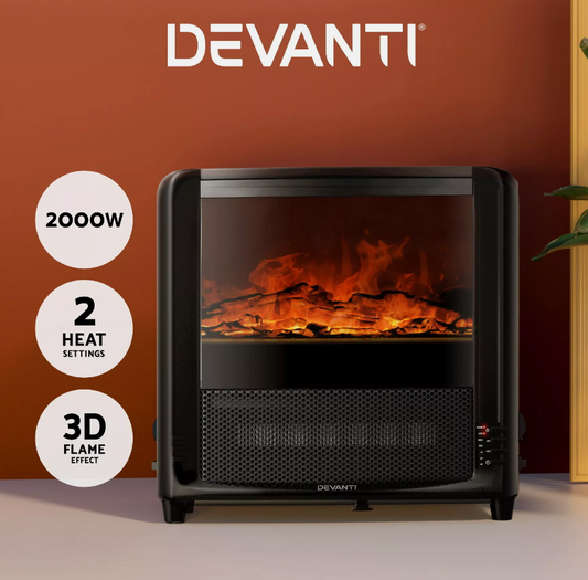 Devanti Electric Fireplace Fire Heaters 2000W